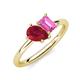 4 - Nadya Pear Shape Lab Created Ruby & Emerald Shape Pink Sapphire 2 Stone Duo Ring 