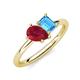 4 - Nadya Pear Shape Lab Created Ruby & Emerald Shape Blue Topaz 2 Stone Duo Ring 