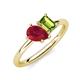 4 - Nadya Pear Shape Lab Created Ruby & Emerald Shape Peridot 2 Stone Duo Ring 