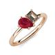 4 - Nadya Pear Shape Lab Created Ruby & Emerald Shape Smoky Quartz 2 Stone Duo Ring 