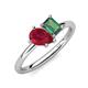 4 - Nadya Pear Shape Lab Created Ruby & Emerald Shape Lab Created Alexandrite 2 Stone Duo Ring 