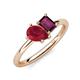 4 - Nadya Pear Shape Lab Created Ruby & Emerald Shape Rhodolite Garnet 2 Stone Duo Ring 