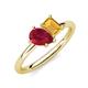 4 - Nadya Pear Shape Lab Created Ruby & Emerald Shape Citrine 2 Stone Duo Ring 