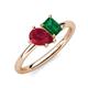 4 - Nadya Pear Shape Lab Created Ruby & Emerald Shape Emerald 2 Stone Duo Ring 