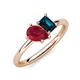 4 - Nadya Pear Shape Lab Created Ruby & Emerald Shape London Blue Topaz 2 Stone Duo Ring 