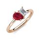 4 - Nadya Pear Shape Lab Created Ruby & Emerald Shape White Sapphire 2 Stone Duo Ring 