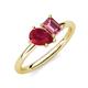 4 - Nadya Pear Shape Lab Created Ruby & Emerald Shape Pink Tourmaline 2 Stone Duo Ring 