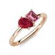 4 - Nadya Pear Shape Lab Created Ruby & Emerald Shape Pink Tourmaline 2 Stone Duo Ring 