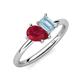 4 - Nadya Pear Shape Lab Created Ruby & Emerald Shape Aquamarine 2 Stone Duo Ring 