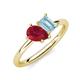 4 - Nadya Pear Shape Lab Created Ruby & Emerald Shape Aquamarine 2 Stone Duo Ring 