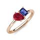 4 - Nadya Pear Shape Lab Created Ruby & Emerald Shape Iolite 2 Stone Duo Ring 