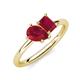 4 - Nadya Pear Shape Lab Created Ruby & Emerald Shape Ruby 2 Stone Duo Ring 