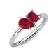 4 - Nadya Pear Shape Lab Created Ruby & Emerald Shape Ruby 2 Stone Duo Ring 