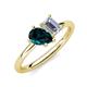 4 - Nadya Pear Shape London Blue Topaz & Emerald Shape GIA Certified Diamond 2 Stone Duo Ring 