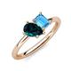 4 - Nadya Pear Shape London Blue Topaz & Emerald Shape Blue Topaz 2 Stone Duo Ring 