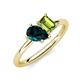 4 - Nadya Pear Shape London Blue Topaz & Emerald Shape Peridot 2 Stone Duo Ring 