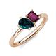 4 - Nadya Pear Shape London Blue Topaz & Emerald Shape Rhodolite Garnet 2 Stone Duo Ring 