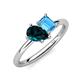 4 - Nadya Pear Shape London Blue Topaz & Emerald Shape Blue Topaz 2 Stone Duo Ring 