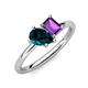 4 - Nadya Pear Shape London Blue Topaz & Emerald Shape Amethyst 2 Stone Duo Ring 