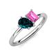 4 - Nadya Pear Shape London Blue Topaz & Emerald Shape Pink Sapphire 2 Stone Duo Ring 