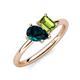 4 - Nadya Pear Shape London Blue Topaz & Emerald Shape Peridot 2 Stone Duo Ring 