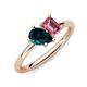 4 - Nadya Pear Shape London Blue Topaz & Emerald Shape Pink Tourmaline 2 Stone Duo Ring 