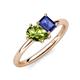 4 - Nadya Pear Shape Peridot & Emerald Shape Iolite 2 Stone Duo Ring 