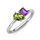 4 - Nadya Pear Shape Peridot & Emerald Shape Amethyst 2 Stone Duo Ring 