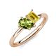 4 - Nadya Pear Shape Peridot & Emerald Shape Yellow Sapphire 2 Stone Duo Ring 