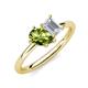 4 - Nadya Pear Shape Peridot & Emerald Shape White Sapphire 2 Stone Duo Ring 