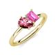 4 - Nadya Pear Shape Pink Tourmaline & Emerald Shape Pink Sapphire 2 Stone Duo Ring 
