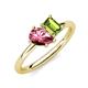 4 - Nadya Pear Shape Pink Tourmaline & Emerald Shape Peridot 2 Stone Duo Ring 