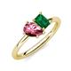 4 - Nadya Pear Shape Pink Tourmaline & Emerald Shape Emerald 2 Stone Duo Ring 
