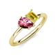 4 - Nadya Pear Shape Pink Tourmaline & Emerald Shape Yellow Sapphire 2 Stone Duo Ring 