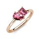 4 - Nadya Pear & Emerald Shape Pink Tourmaline 2 Stone Duo Ring 