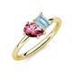 4 - Nadya Pear Shape Pink Tourmaline & Emerald Shape Aquamarine 2 Stone Duo Ring 