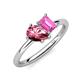 4 - Nadya Pear Shape Pink Tourmaline & Emerald Shape Pink Sapphire 2 Stone Duo Ring 