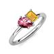 4 - Nadya Pear Shape Pink Tourmaline & Emerald Shape Citrine 2 Stone Duo Ring 