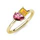 4 - Nadya Pear Shape Pink Tourmaline & Emerald Shape Citrine 2 Stone Duo Ring 