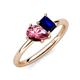 4 - Nadya Pear Shape Pink Tourmaline & Emerald Shape Blue Sapphire 2 Stone Duo Ring 