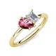 4 - Nadya Pear Shape Pink Tourmaline & Emerald Shape White Sapphire 2 Stone Duo Ring 