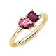 4 - Nadya Pear Shape Pink Tourmaline & Emerald Shape Rhodolite Garnet 2 Stone Duo Ring 