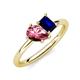 4 - Nadya Pear Shape Pink Tourmaline & Emerald Shape Blue Sapphire 2 Stone Duo Ring 