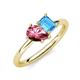 4 - Nadya Pear Shape Pink Tourmaline & Emerald Shape Blue Topaz 2 Stone Duo Ring 