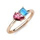 4 - Nadya Pear Shape Pink Tourmaline & Emerald Shape Blue Topaz 2 Stone Duo Ring 