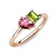 4 - Nadya Pear Shape Pink Tourmaline & Emerald Shape Peridot 2 Stone Duo Ring 