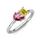 4 - Nadya Pear Shape Pink Tourmaline & Emerald Shape Yellow Sapphire 2 Stone Duo Ring 