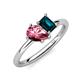 4 - Nadya Pear Shape Pink Tourmaline & Emerald Shape London Blue Topaz 2 Stone Duo Ring 