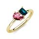 4 - Nadya Pear Shape Pink Tourmaline & Emerald Shape London Blue Topaz 2 Stone Duo Ring 