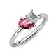 4 - Nadya Pear Shape Pink Tourmaline & Emerald Shape White Sapphire 2 Stone Duo Ring 